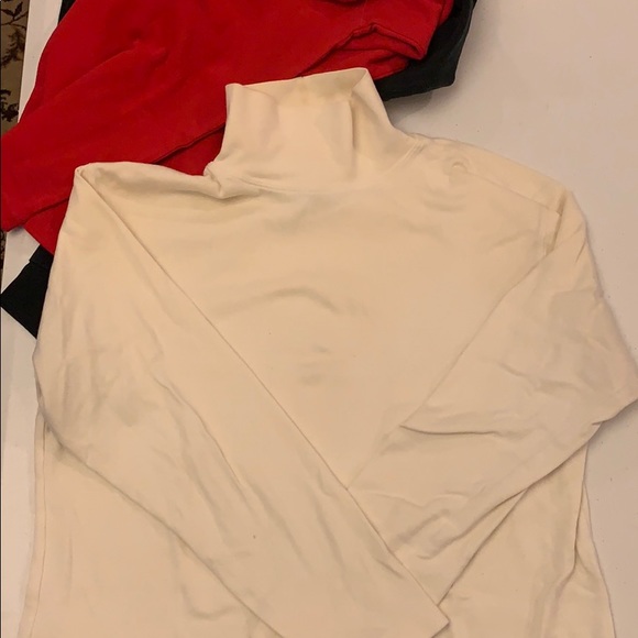 Set of 3 Cotton Turtle Necks Black Red Cream - Picture 4 of 4